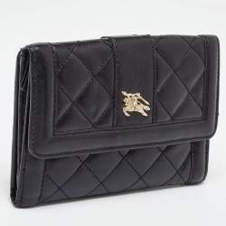 Burberry Black Leather TriFold Compact Wallet