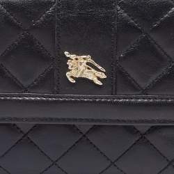 Burberry Black Leather TriFold Compact Wallet