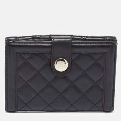 Burberry Black Leather TriFold Compact Wallet