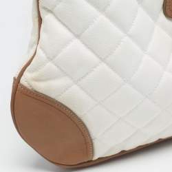 Pre Owned Burberry White/Brown Quilted Canvas and Leather Brooke Hobo