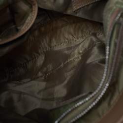 Pre Owned Burberry White/Brown Quilted Canvas and Leather Brooke Hobo