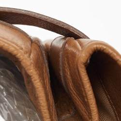 Pre Owned Burberry Brown Leather Double Handle Tote