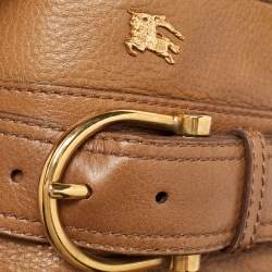 Pre Owned Burberry Brown Leather Double Handle Tote