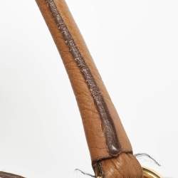 Pre Owned Burberry Brown Leather Double Handle Tote