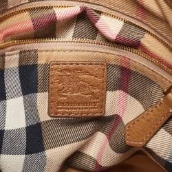 Pre Owned Burberry Brown Leather Double Handle Tote