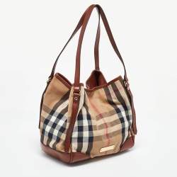 Burberry Brown Leather, Canvas Canterbury Totes