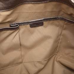 Burberry Metallic Taupe Laser Cut Leather and Coated Canvas Tote