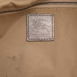 Burberry Metallic Taupe Laser Cut Leather and Coated Canvas Tote