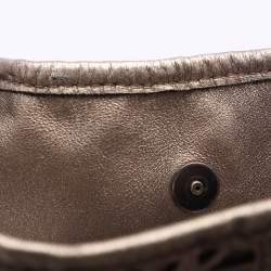 Burberry Metallic Taupe Laser Cut Leather and Coated Canvas Tote