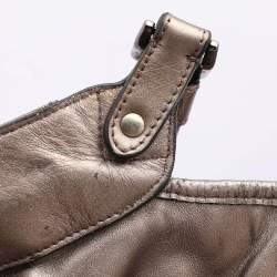 Burberry Metallic Taupe Laser Cut Leather and Coated Canvas Tote