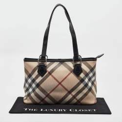 Pre Owned Burberry Black/Beige Nova Check PVC Regent Tote