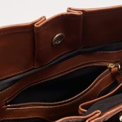 Pre Owned Burberry Brown House Check Fabric and Leather Bridle Tote