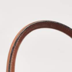 Pre Owned Burberry Brown House Check Fabric and Leather Bridle Tote