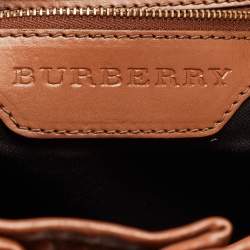 Pre Owned Burberry Brown House Check Fabric and Leather Bridle Tote