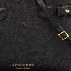 Burberry Black/Beige House Check Fabric and Leather Mini Banner Tote