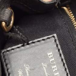 Burberry Black/Beige House Check Fabric and Leather Mini Banner Tote