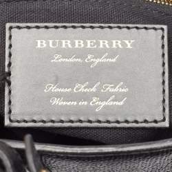 Burberry Black/Beige House Check Fabric and Leather Mini Banner Tote