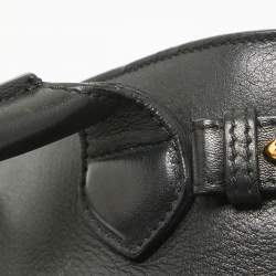Pre Owned Burberry Black/Beige House Check Fabric and Leather Small Banner Tote