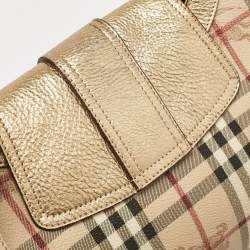 Burberry Gold/Beige Haymarket Check PVC Ashbury Shoulder Bag