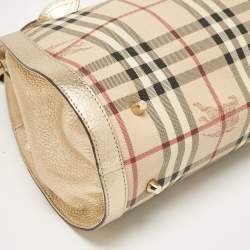 Burberry Gold/Beige Haymarket Check PVC Ashbury Shoulder Bag