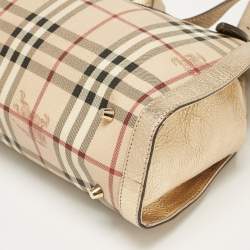 Burberry Gold/Beige Haymarket Check PVC Ashbury Shoulder Bag