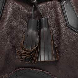 Burberry Brown/Black Leather Tassel Detail Satchel