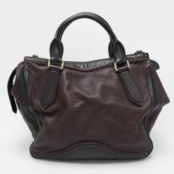 Burberry Brown/Black Leather Tassel Detail Satchel