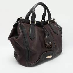 Burberry Brown/Black Leather Tassel Detail Satchel