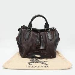 Burberry Brown/Black Leather Tassel Detail Satchel