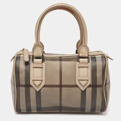 Burberry Beige Smoked Check PVC and Leather Chester Boston Bag