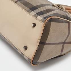 Burberry Beige Smoked Check PVC and Leather Chester Boston Bag