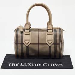 Burberry Beige Smoked Check PVC and Leather Chester Boston Bag