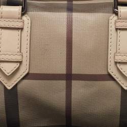 Burberry Beige Smoked Check PVC and Leather Chester Boston Bag