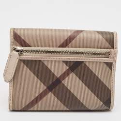 Burberry Grey Smoked Check PVC and Leather Trifold Wallet