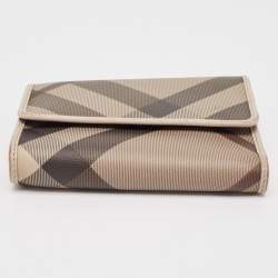 Burberry Grey Smoked Check PVC and Leather Trifold Wallet