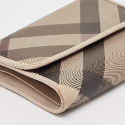 Burberry Grey Smoked Check PVC and Leather Trifold Wallet