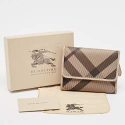 Burberry Grey Smoked Check PVC and Leather Trifold Wallet