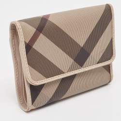 Burberry Grey Smoked Check PVC and Leather Trifold Wallet