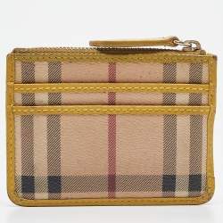 Burberry Beige/Yellow House Check PVC and Leather Zip Card Holder