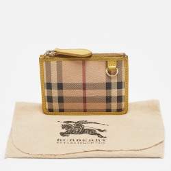 Burberry Beige/Yellow House Check PVC and Leather Zip Card Holder