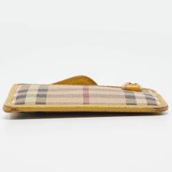 Burberry Beige/Yellow House Check PVC and Leather Zip Card Holder