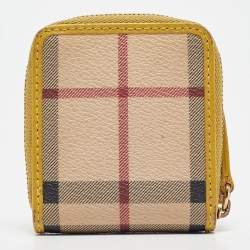 Burberry Beige/Yellow Haymarket Check PVC and Leather Coin Purse