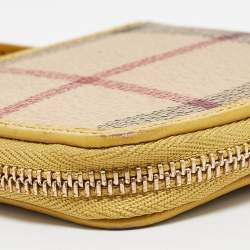 Burberry Beige/Yellow Haymarket Check PVC and Leather Coin Purse