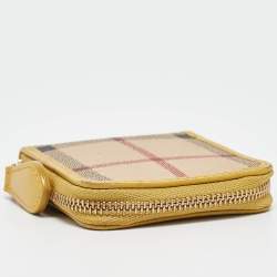 Burberry Beige/Yellow Haymarket Check PVC and Leather Coin Purse