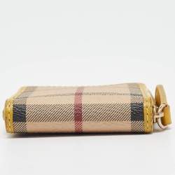 Burberry Beige/Yellow Haymarket Check PVC and Leather Coin Purse