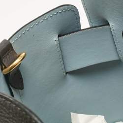 Pre Owned Burberry Dark Grey Leather Medium Belt Tote