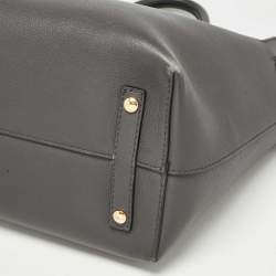 Pre Owned Burberry Dark Grey Leather Medium Belt Tote