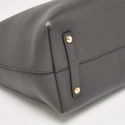 Pre Owned Burberry Dark Grey Leather Medium Belt Tote