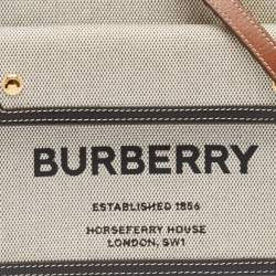 Pre Owned Burberry Black/Grey Leather and Canvas Mini Pocket Tote