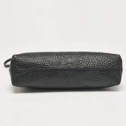 Pre Owned Burberry Black Embossed Check Leather Chichester Crossbody Bag